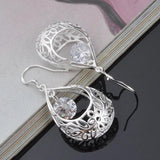 925 Silver Water Drop Zircon Earrings Wedding Jewelry
