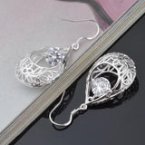 925 Silver Water Drop Zircon Earrings Wedding Jewelry