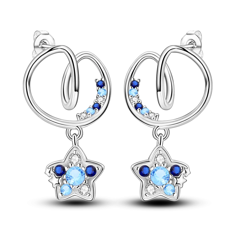 925 Silver Travel Magic Eye Hoop Earrings CZ Earing Jewelry