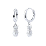 925 Silver Pineapple Pendant Drop Earrings Women Dangle Huggie Jewelry