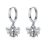 925 Silver Bee Hoop Earrings Vintage Style Drop Earring Women's Party Gift