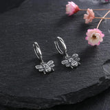 925 Silver Bee Hoop Earrings Vintage Style Drop Earring Women's Party Gift