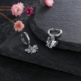 925 Silver Bee Hoop Earrings Vintage Style Drop Earring Women's Party Gift