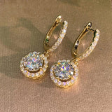 Zircon Dangle Earrings 925 Silver Women Bridal Gift