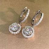 Zircon Dangle Earrings 925 Silver Women Bridal Gift