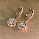 Zircon Dangle Earrings 925 Silver Women Bridal Gift