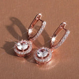 Zircon Dangle Earrings 925 Silver Women Bridal Gift