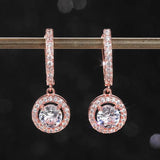 Zircon Dangle Earrings 925 Silver Women Bridal Gift