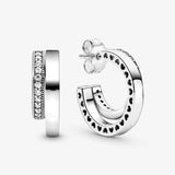 925 Silver Pave Daisy Flower Stud Earrings Crescent Moon & Stars Hoop