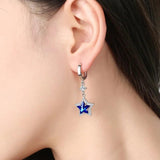 925 Silver Crystal Zircon Pentagram Earrings Women's Jewelry