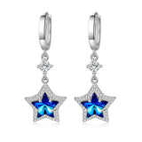 925 Silver Crystal Zircon Pentagram Earrings Women's Jewelry