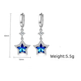 925 Silver Crystal Zircon Pentagram Earrings Women's Jewelry