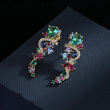 925 Silver Zircon Flowers Earrings for Bride Wedding Dress