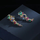 925 Silver Zircon Flowers Earrings for Bride Wedding Dress