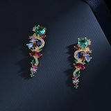 925 Silver Zircon Flowers Earrings for Bride Wedding Dress