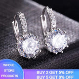 Tibetan Silver Drop Earrings Round Cubic Zircon Vintage Charm Jewelry