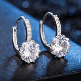 Tibetan Silver Drop Earrings Round Cubic Zircon Vintage Charm Jewelry
