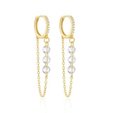 Sterling Silver Chain Zircon Tassel Drop Earrings for Women