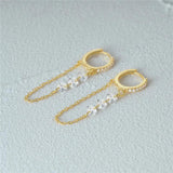 Sterling Silver Chain Zircon Tassel Drop Earrings for Women