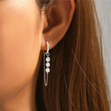 Sterling Silver Chain Zircon Tassel Drop Earrings for Women