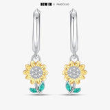 925 Silver Daisy Heart Butterfly Drop Earrings