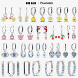 925 Silver Daisy Heart Butterfly Drop Earrings