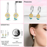 925 Silver Daisy Heart Butterfly Drop Earrings