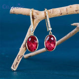 Cellacity Silver 925 Drop Earrings with Ruby Zircon Gemstone
