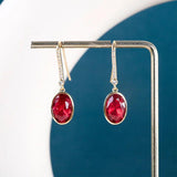 Cellacity Silver 925 Drop Earrings with Ruby Zircon Gemstone