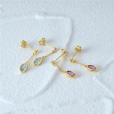 925 Silver Purple Zircon Tassel Earrings 18k Fine Jewelry