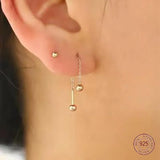 925 Silver Ball Chain Drop Earrings for Women