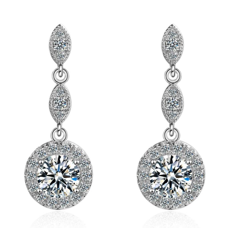 Moissanite Drop Earrings 925 Silver Women Bridal Wedding Earing