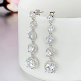 925 Sterling Silver CZ Drop Earrings, Long Tassel Dangle, Fine Jewelry Gift