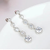 925 Sterling Silver CZ Drop Earrings, Long Tassel Dangle, Fine Jewelry Gift