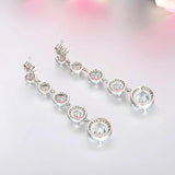 925 Sterling Silver CZ Drop Earrings, Long Tassel Dangle, Fine Jewelry Gift