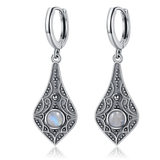 Vintage Kyanite 925 Silver Long Drop Earrings Natural Moonstone Wedding Gift