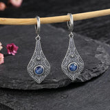 Vintage Kyanite 925 Silver Long Drop Earrings Natural Moonstone Wedding Gift