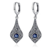 Vintage Kyanite 925 Silver Long Drop Earrings Natural Moonstone Wedding Gift