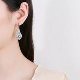 Vintage Kyanite 925 Silver Long Drop Earrings Natural Moonstone Wedding Gift