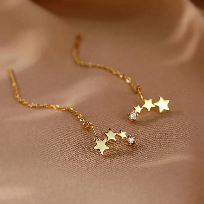 925 Silver Star Earrings Ear Studs for Women Wedding Party