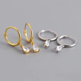 925 Silver Geometric Zircon Dangle Earrings for Women
