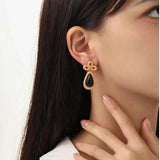 Chinese Knot Teardrop Earrings 925 Silver Needle High Brass Metal For Women