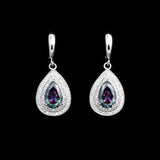 Silver 925 Rainbow CZ Water Drop Earrings Women Party Accessories