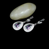 Silver 925 Rainbow CZ Water Drop Earrings Women Party Accessories