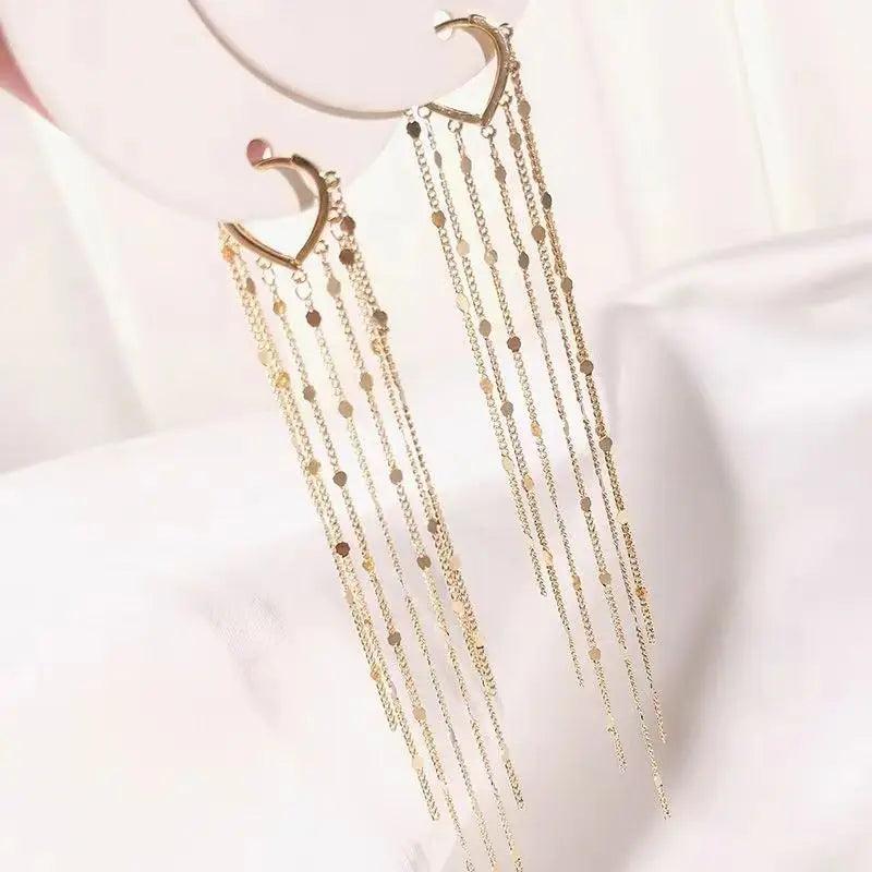 Vintage Arc Bar Tassel Drop Earrings