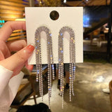 925 Silver Needle Tassel Long Earrings