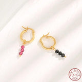 Minimalist Retro 925 Silver Ear Decoration in Rose Red