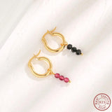 Minimalist Retro 925 Silver Ear Decoration in Rose Red