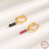 Minimalist Retro 925 Silver Ear Decoration in Rose Red