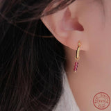 Minimalist Retro 925 Silver Ear Decoration in Rose Red